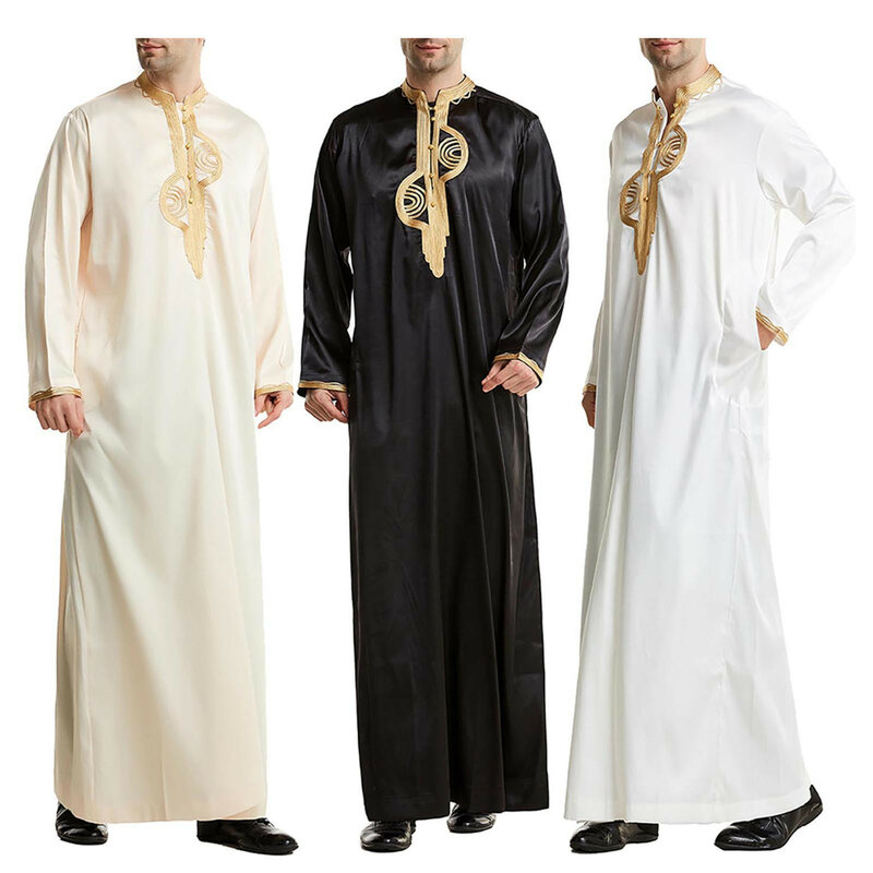 Abaya-Robes musulmanes noires pour hommes, vêtements islamiques, caftan pakistanais, stérilie saoudite, jubba, thobe, marocain, dubaï