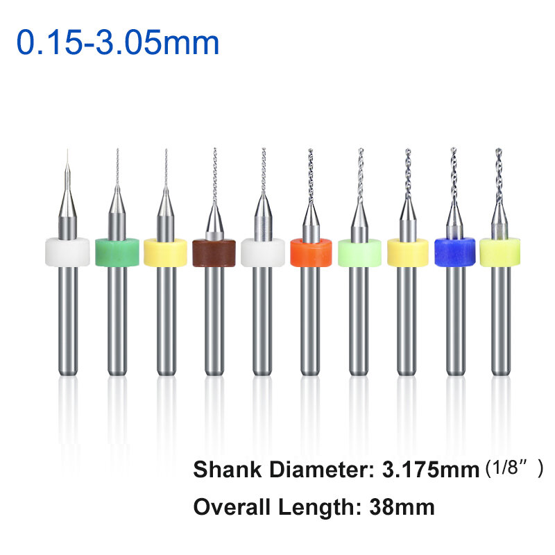 Набор сверл XCAN 0,15-3,05 мм для мини-печатной платы, хвостовик 3,175 мм, 10 шт.