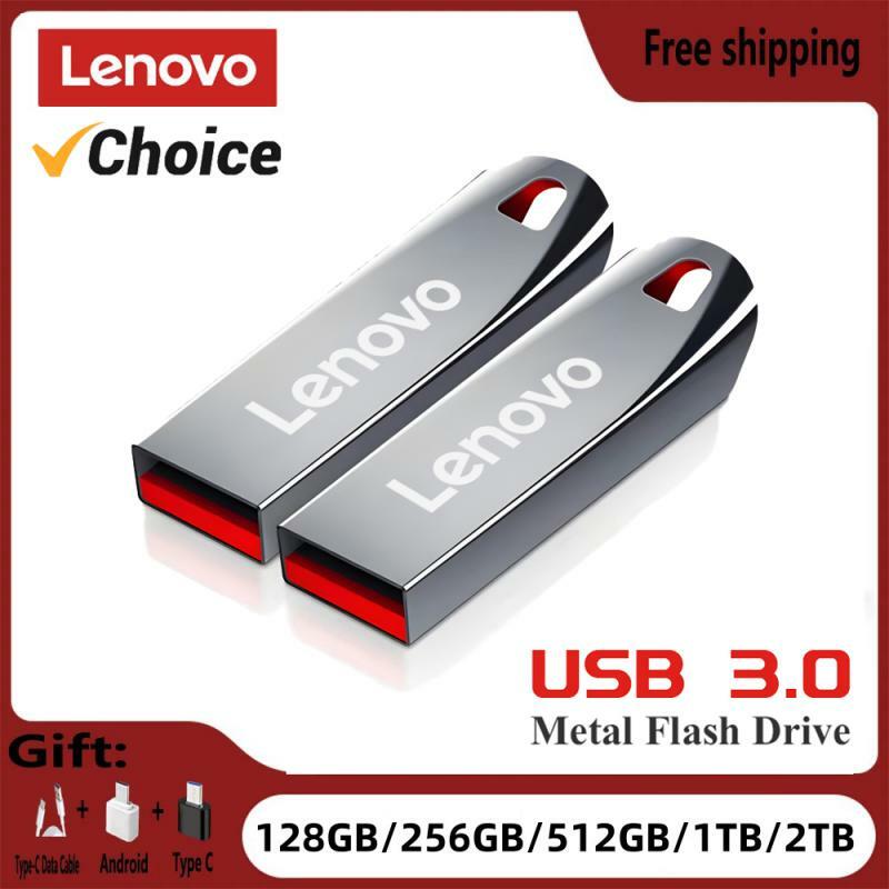 레노버 메탈 U 디스크, 휴대용 펜 드라이브, USB 3.0, 고속 방수, 512GB 메모리 스틱, 128GB 메모리, USB 플래시 드라이브, 2TB, 1TB