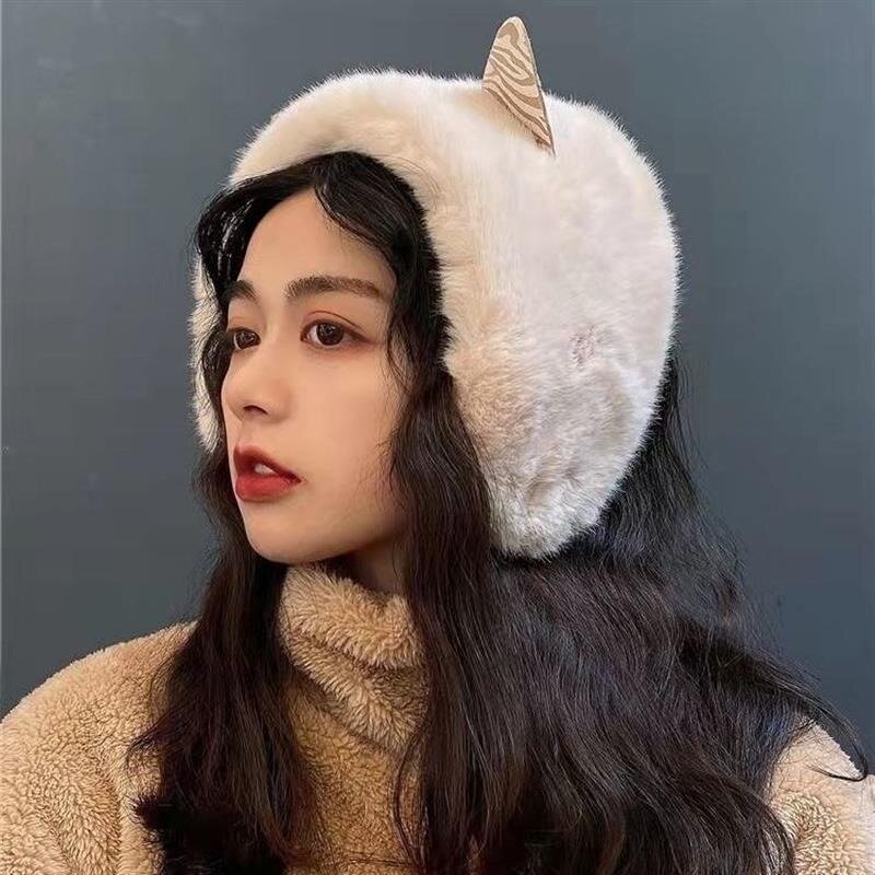 Winter Fluffy Earmuffs for Women Girls Cute Cat Ear Muffs Soft Plush Headband Ear Warmer Outdoor Windproof Earmuffs Neckerchief