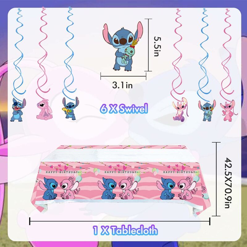Pink Lilo Stitch decorazioni per feste di compleanno tazza di carta piatto tovagliolo tovaglia Banner palloncino per bambini ragazza Baby Shower forniture