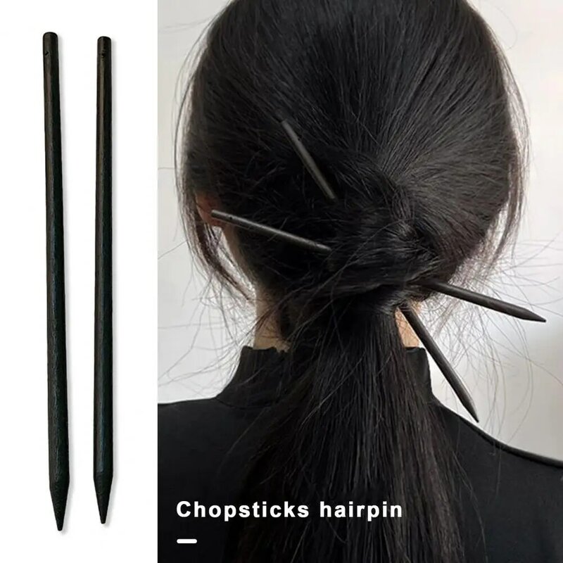 Hairpin estilo chinês para mulheres, pauzinhos de madeira preta, vara de cabelo, decoração de cabelo longo, acessórios de moda