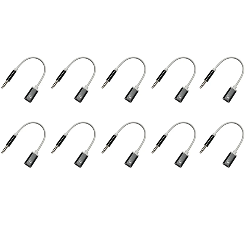 Convertidor de auriculares de 10 piezas, 3,5mm, macho a tipo C, hembra, analógico, negro