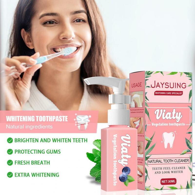 Pasta de dientes bucal, útil para blanquear los dientes con sabor a fruta, elimina el olor de la boca, sin fluoruro, 30ml