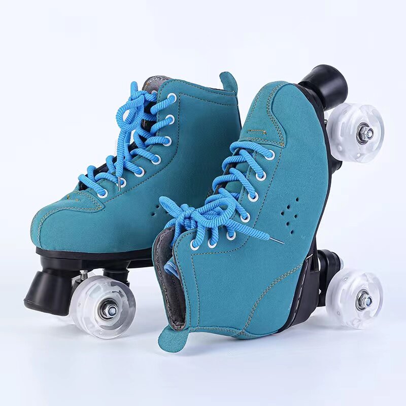 Zapatos de patín de doble fila para adultos, Patines deportivos de 4 ruedas, deslizantes en línea, zapatillas de entrenamiento, azul