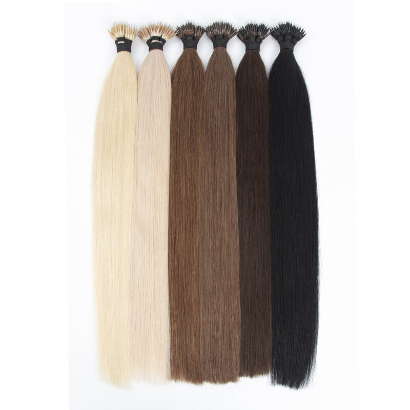 Lovevol-nanoのエクステンションビーズ,100% 人の髪の毛,厚く,自然で滑らかな,髪,フルヘッド,任意の色,50-100ストランド/パック