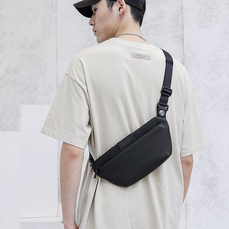 Korin-男性用のブランドのショルダーバッグ,チェストバッグ,防水,会議用,装飾,クール,ブラックバッグ