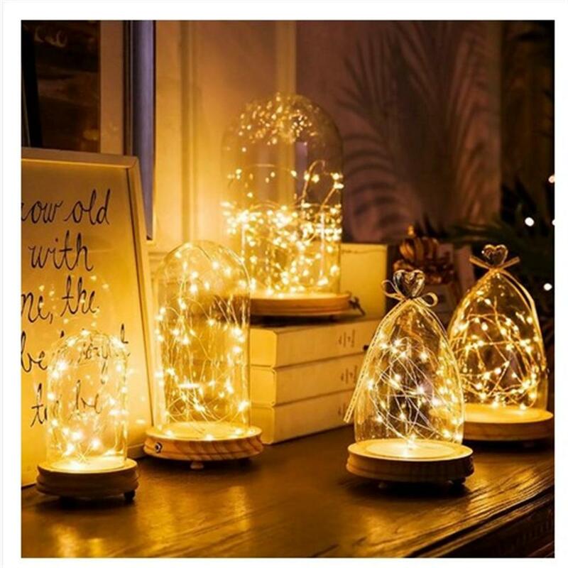 Cadena de luces LED de alambre de cobre, luces de hadas alimentadas por USB, resistentes al agua, para exteriores, Navidad, boda, decoraciones para fiestas, 5M, 50 LED