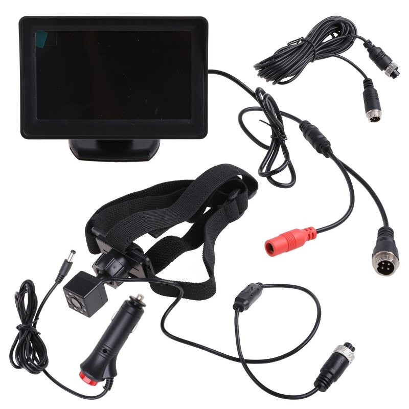 سيارة أطفال RIRI مقاس 4.3 بوصة لمقعد مرآة مقبس USB ظهر آمن للرضع لمراقبة المقعد مع كاميرا ليلية للرؤية واضحة