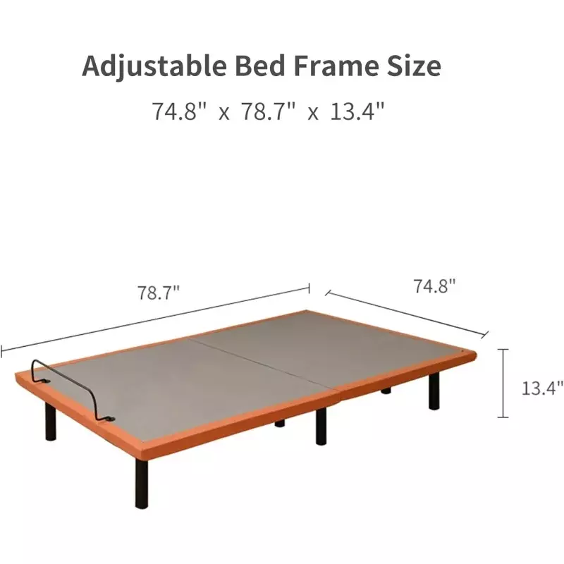 Adjustable Bed Frame King - Ergonomic Electric Bed Base, Foot & Head Incline, APP Control, Wireless Remote, Zero Gravity, An