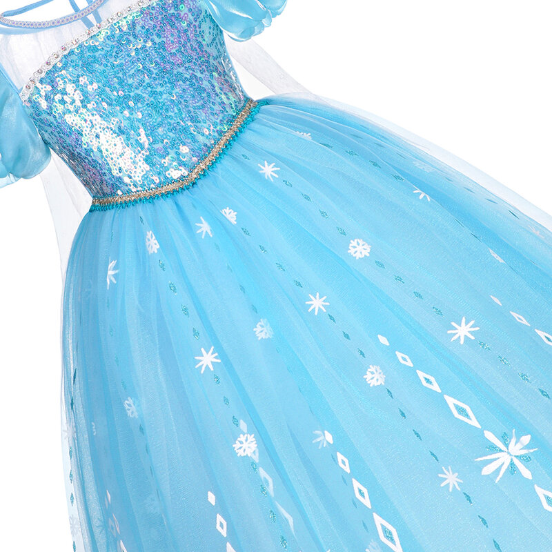 Elsa Costume Frozen Anna Dress Snow Queen Fancy Cosplay Dance Party Tutu Elegant Toddler Dress Up Carnival Clothes 2-10Years