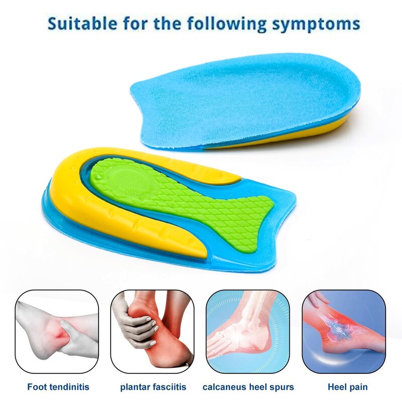 1pair U-shaped Half Heel Insole for Heel Spurs Pain Cushion Foot Massager Soft Silicone Gel Insoles Height Increase Shoes Pads