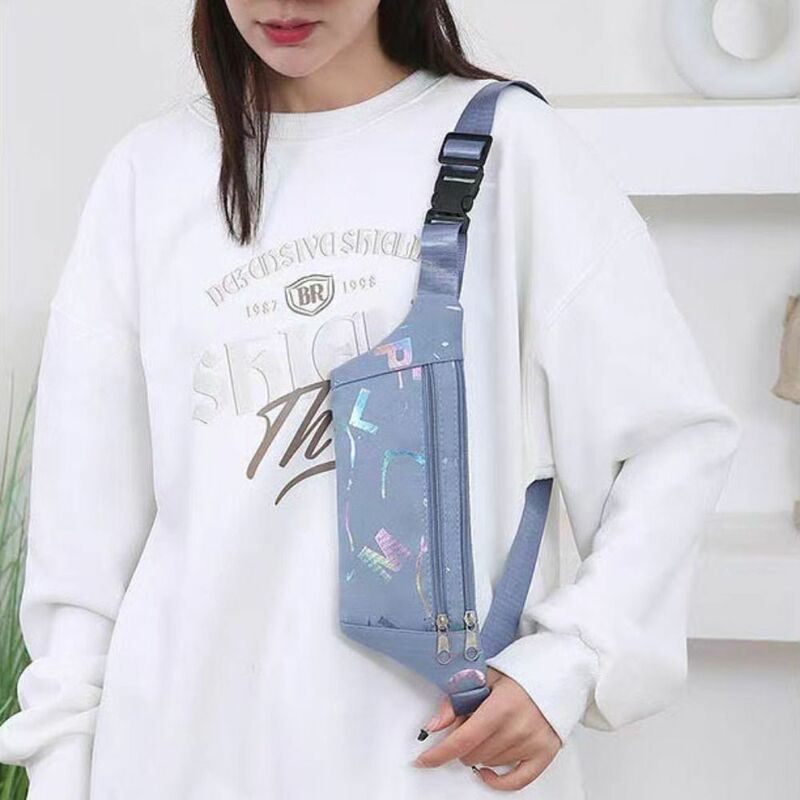 Zipper Nylon Chest Bag Casual Korean Style Patchwork Canvas Crossbody Bag Shoulder Bag Handbag Sports Waist Bag Outdoor
