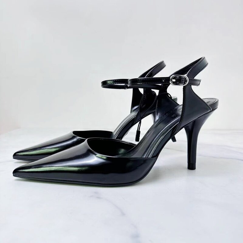 Zapatos de moda para mujer, Sandalias de tacón alto puntiagudas con diseño de nicho Retro, novedad de 2024