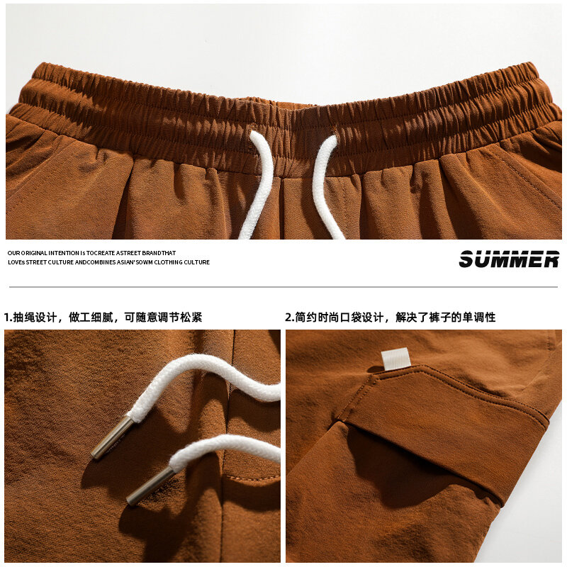 Шорты-карго Y2K мужские спортивные, свободные повседневные короткие штаны, модные комбинезоны в Корейском стиле, уличная одежда с несколькими карманами, 2024
