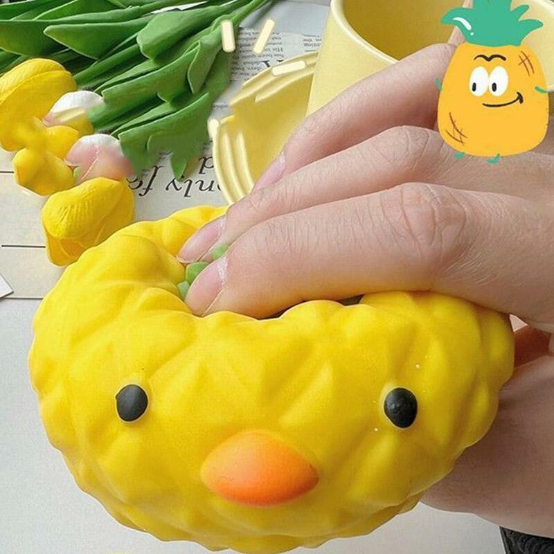 Novidade criativa Kawaii Pineapple Duck Fidgeting Toy para crianças, brinquedo do bebê, ornamento bonito, artefato, recuperação lenta, presente de aniversário, sensorial