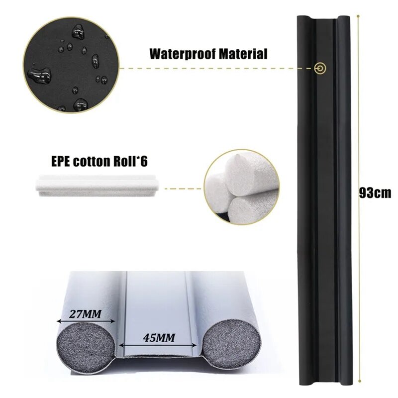 95*10cm Waterproof Door Seal Strip Draught Excluder Stopper Door Bottom Guard Double Silicone Rubber Seal Dustproof Soundproof
