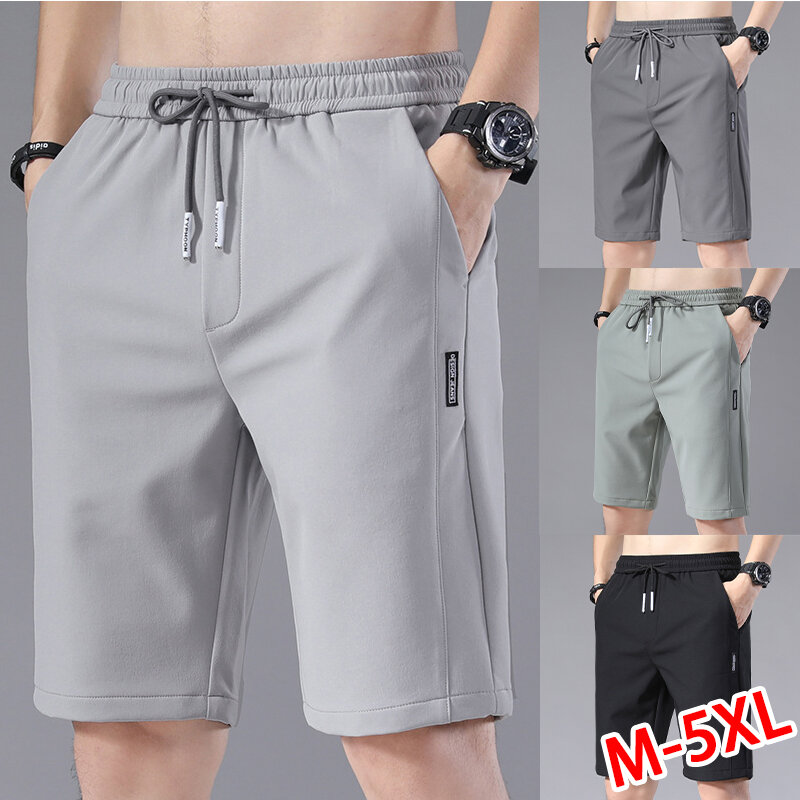 Pantalones cortos deportivos elásticos para hombre, pantalón corto informal para correr en la playa y al aire libre, a la moda, M-5XL