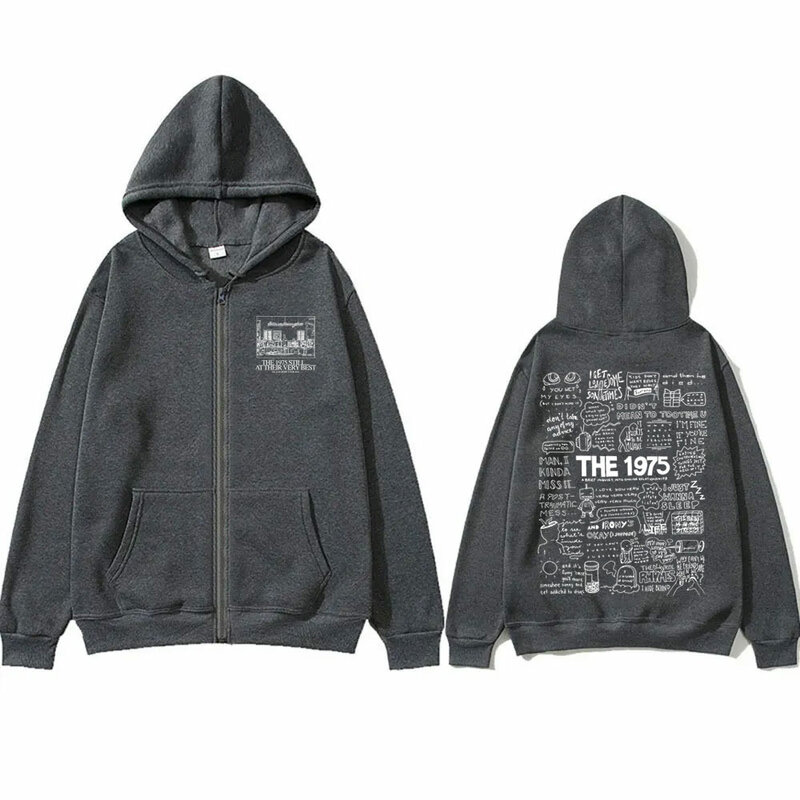 Rock Band The 1975 Still At Their Very Best Uk Europe Tour Zipper Hoodie Men Women Fashion Vintage Loose Oversized Zip Up Jacket