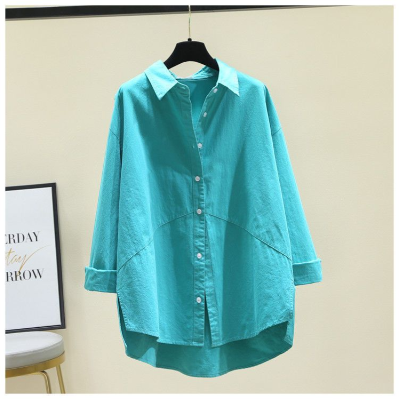 Pure Cotton Long Sleeved Shirt for Women's 2024 Spring/summer New Korean Version Loose and Stylish Casual Age Reducing Shirt