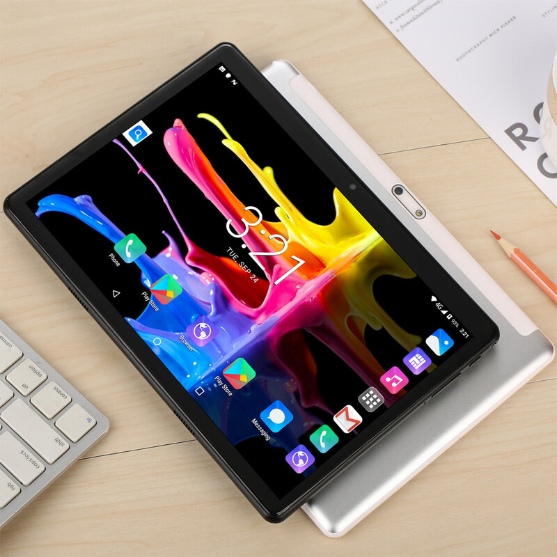 Google Tablet PC com Dual SIM Cards, Tablets Android, Octa Core, Rede 3G, Bluetooth, WiFi, 5000mAh, 4GB de RAM, 64GB de ROM, 10,1 polegadas, Novo
