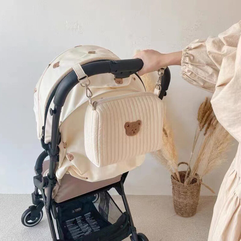 Przenośny wózek torba na pieluchy pikowane pielucha dla niemowląt Organizer do wózka haftowane torby dla mam dzieci akcesoria torba do przewijania przechowywania