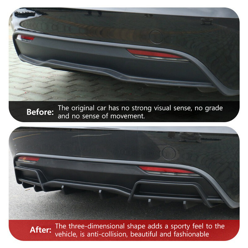 NovaAcc Diffuser Bumper belakang, Aksesori Mobil pelindung belakang Matte ABS Highland 2024 Model 3 untuk Tesla Model 3