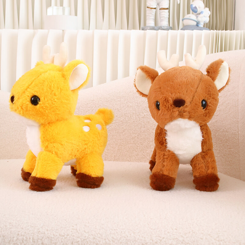Muñeco de peluche de ciervo amarillo y marrón para decoración de la habitación de los niños, regalo de Navidad