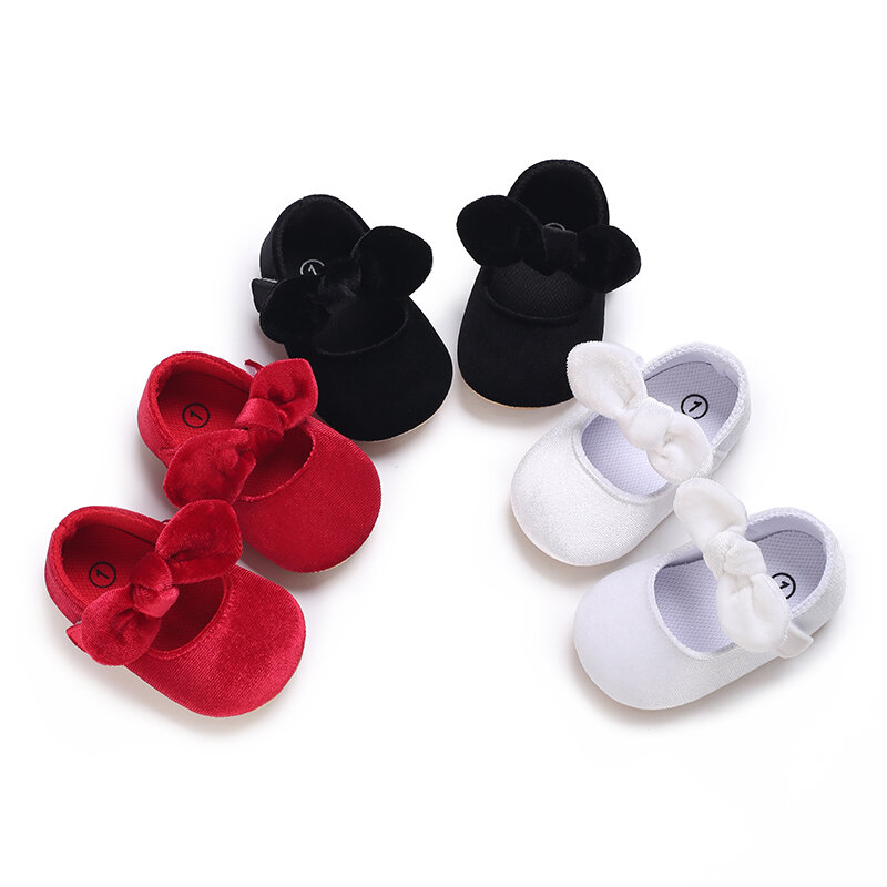 Blotona-Sapatos de princesa de fundo antiderrapante para bebês, arco macio, criança pequena, casual, First Walker, 0-18 meses