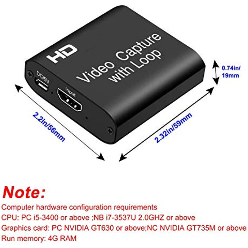 720P 1080P 30Hz karta przechwytująca do nagrywania wideo z pętlą 4K HD USB 2.0 skrzynka do przekaz na żywo Windows7/8/10 PC