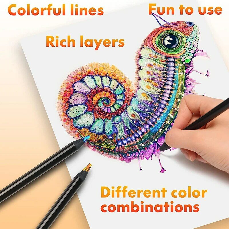 Lápis arco-íris gradiente para adulto, inovador e prático, elegante, desenho artístico, desenho para colorir, desenhos animados, 12 cores, 1pc