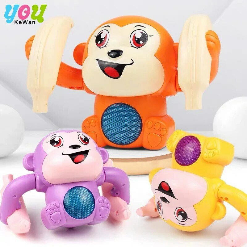 Baby Electric Tumbling Monkey with Light Music Sound Control Crawling Pet Interactive Early Educational Toys for Toddler