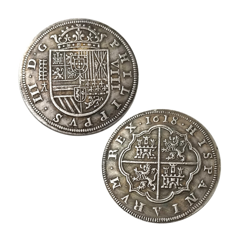 Luksusowe 1618 hiszpańskie imperium 3D para sztuki monety romantyczna kieszonkowa zabawna szczęśliwa moneta pamiątkowa + nowość torba na prezent