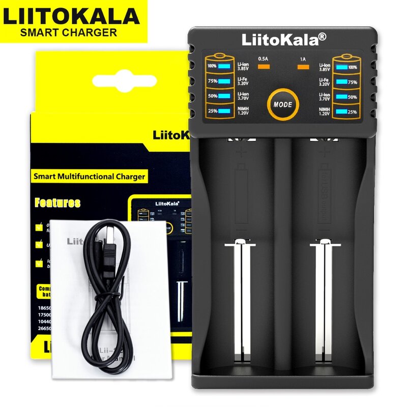 Liitokala-cargador de batería Lii-500, Lii-402, Lii-202, 3,7 V, 1,2 V, multifunción, 18650, 26650, 21700, 17355, 18350, 14500, AA, AAA
