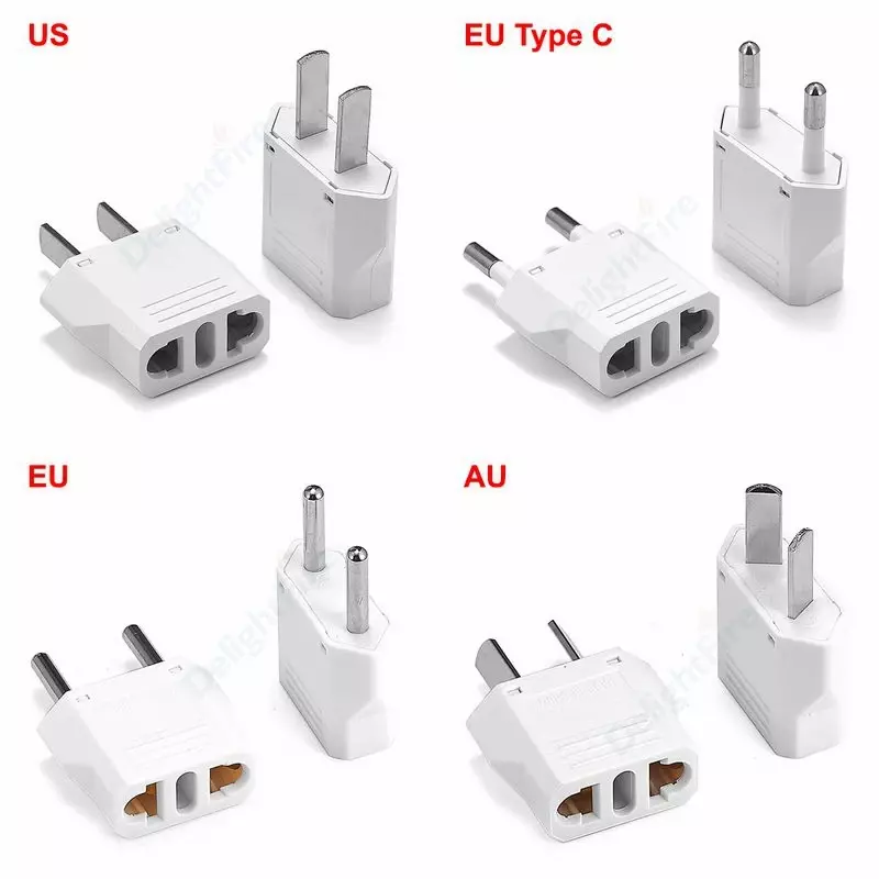 White US AU To EU European KR Plug Adapter 2 Pin American Euro Travel Power Adapter AC Converter Electric Plug Outlet Socket CE