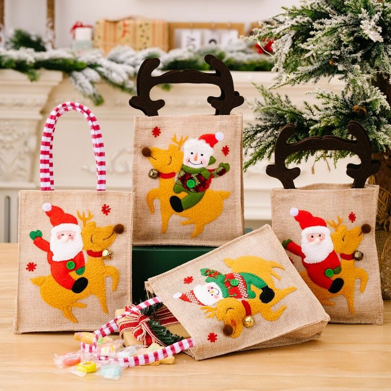 Grand sac à bonbons bonhomme de neige créatif pour femme, sac fourre-tout en feutre, joli sac à main en nylon, sac de style Noël, panier de rangement, dessin animé