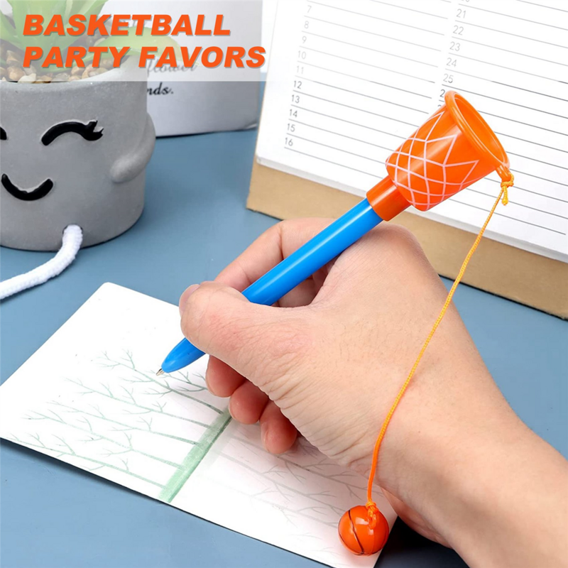 Bolígrafos de aro de baloncesto, favores de fiesta de baloncesto, bolígrafos deportivos novedosos con lanzamiento de baloncesto para fiesta de cumpleaños temática deportiva
