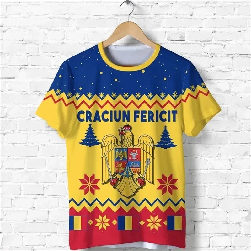 Roemenië Nationale Vlag 3d Print T-Shirts Voor Heren Nieuwe Mode Roemeens T-Shirt Met Korte Mouwen Streetwear Unisex Tops Camiseta 'S