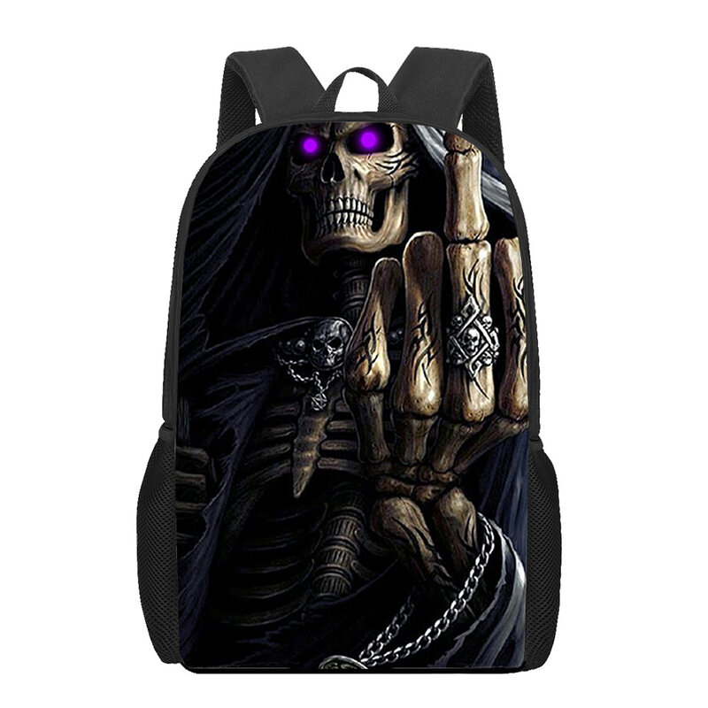 Grim Reaper Skeleton 16 inch Kids School Bags 3D Print Children Book Bags for Girls Boys Orthopedic Schoolbag Primary Backpacks