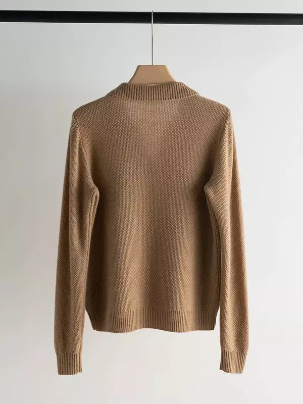 Maglione in Cashmere da donna con scollo a v intrecciato autunno semplice maglione lavorato a maglia a maniche lunghe
