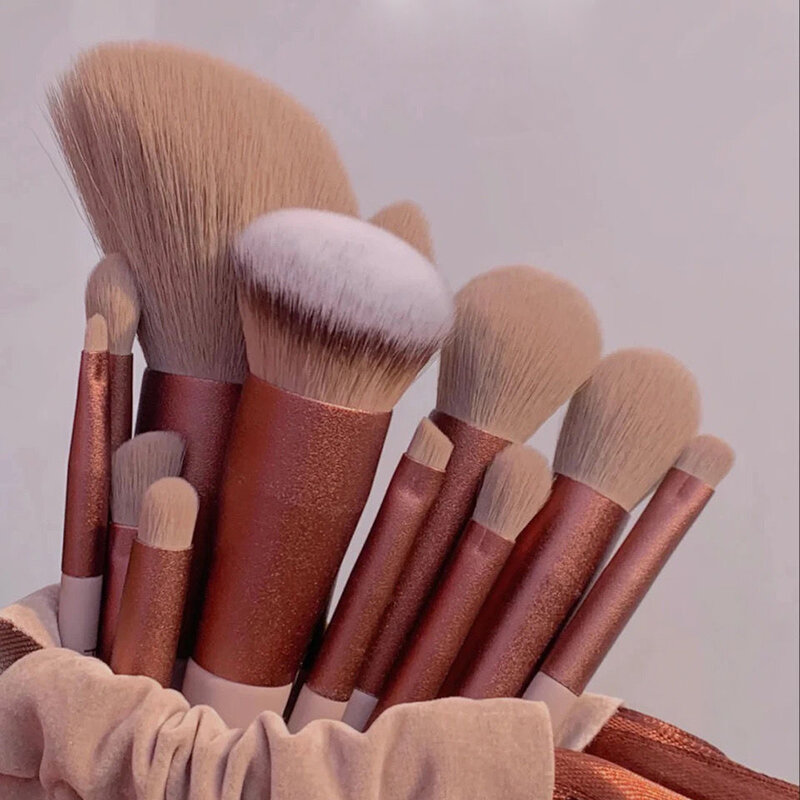 Soft Fluffy Maquiagem Brushes Set, cosméticos, Fundação, Blush, pó, sombra, Kabuki, mistura, ferramenta de beleza, 13pcs