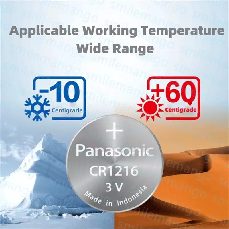 Panasonic-Pile bouton CR1216, montre électronique, télécommande de voiture, clé, podomètre, lumière de freinage, batterie au lithium universelle, 3V
