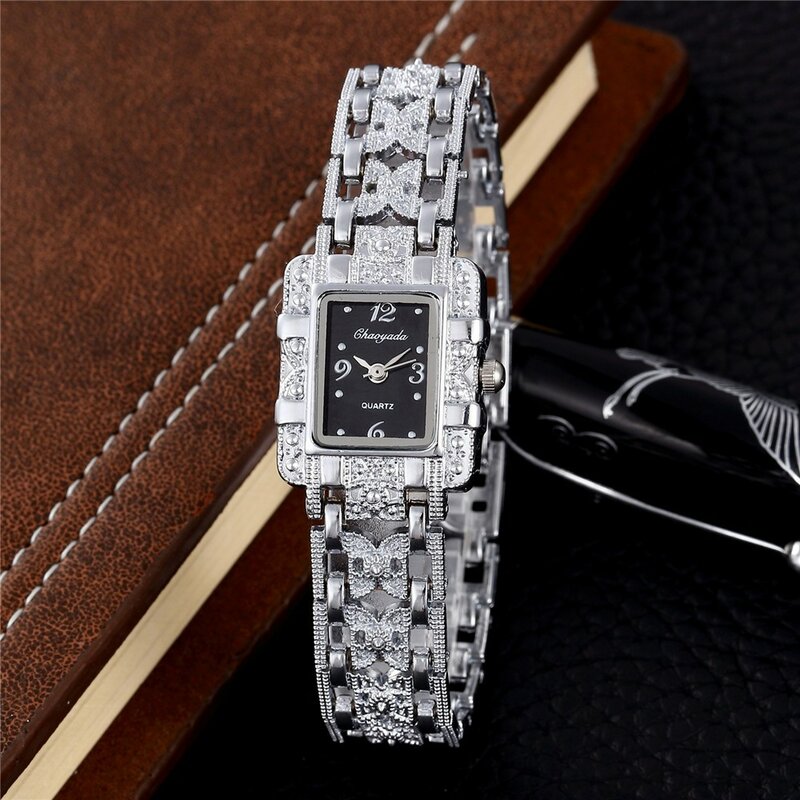 Orologio da donna quadrante rettangolare argento acciaio inossidabile orologi di cristallo quarzo moda per donna donna maggiore relojes vendita calda Relojes