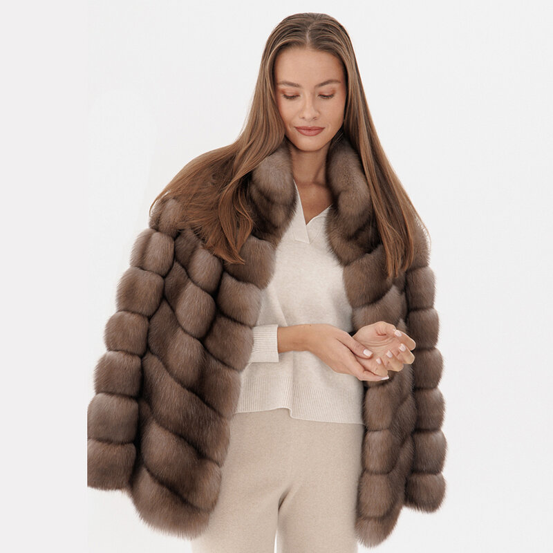 Vera pelliccia di volpe donna 2024 giacca di pelliccia di volpe naturale invernale di lusso per donna cappotto di pelliccia genuina