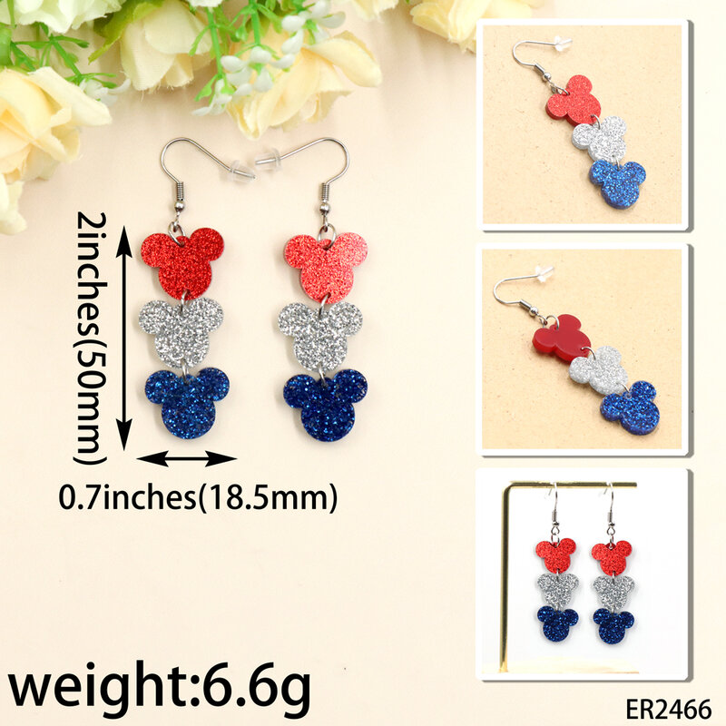 YCXER2466 July 4 Independence Day Latest Style Acrylic Moue Head Drop Earrings Jewelry  Anniversary Gift