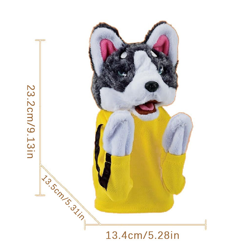Mainan hewan Kung Fu sarung tangan Husky anjing interaktif boneka tinju tangan jari menyenangkan interaktif boneka tangan pertempuran suara hadiah mainan mewah