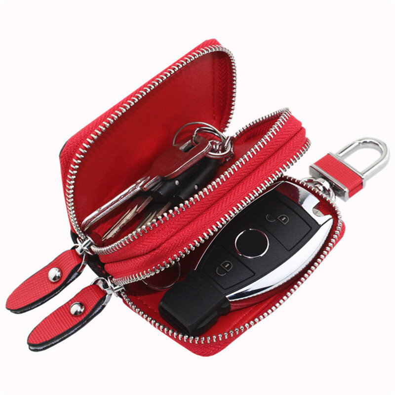 กระเป๋าใส่กุญแจรถกระเป๋าใส่กุญแจหนัง PU สำหรับผู้ชายและผู้หญิงพวงกุญแจสารพัดฟังก์ชันสำหรับแม่บ้านแฟชั่นสุภาพสตรี