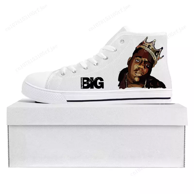 The Notorious B-O-G Rapper Trends High Top Sneakers, tênis de lona para casais, homens e mulheres, sapatos personalizados, alta qualidade, adolescente