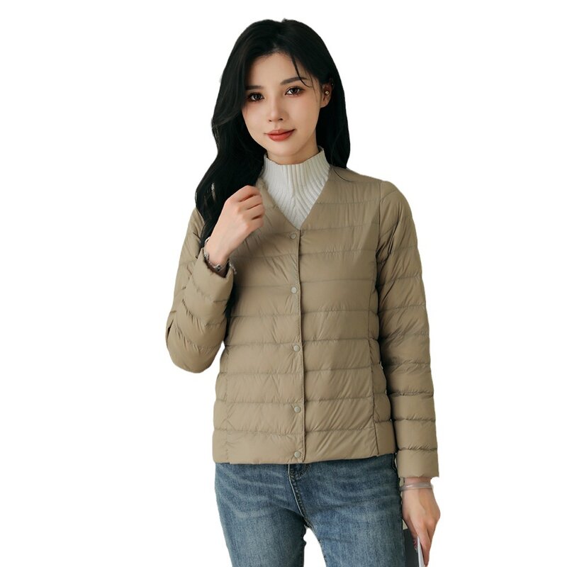 Зимняя тонкая женская куртка на утином пуху, ультратонкое короткое пальто, Весенняя тонкая куртка-пуховик ED1417