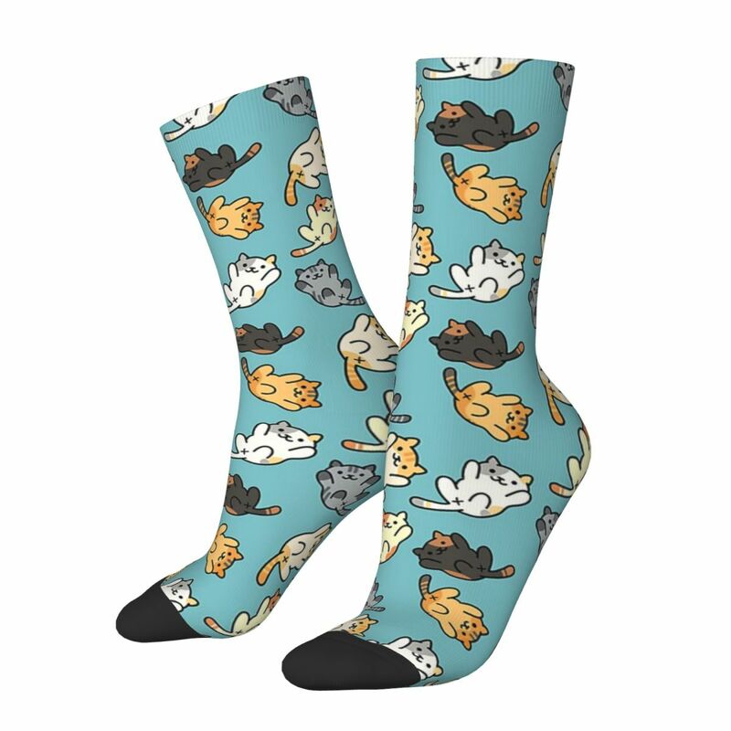 Neko Portals Neko Atsume Cats Socks Harajuku Super Soft Stockings All Season Long Socks Accessories for Unisex Birthday Present